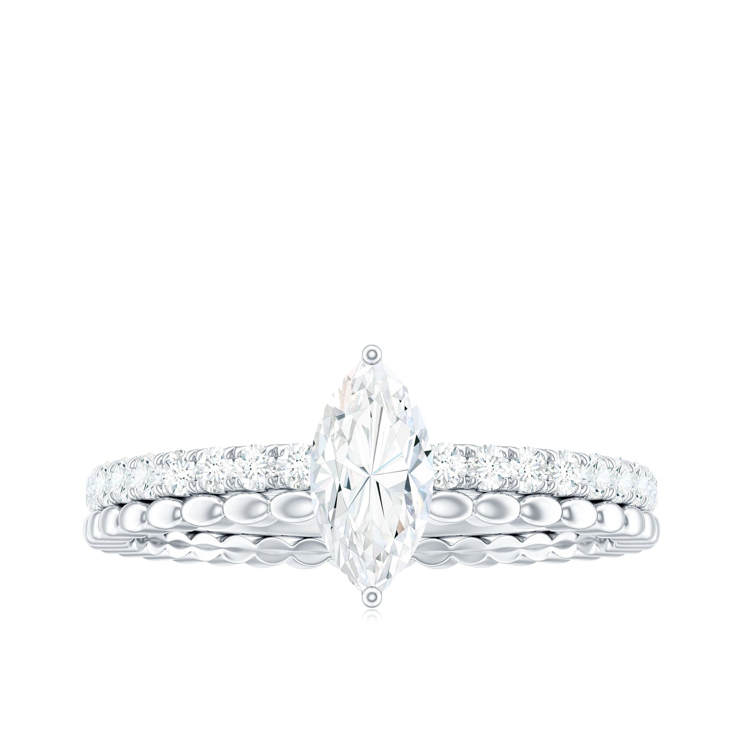 Anillo de compromiso solitario de moissanita con corte marquesa