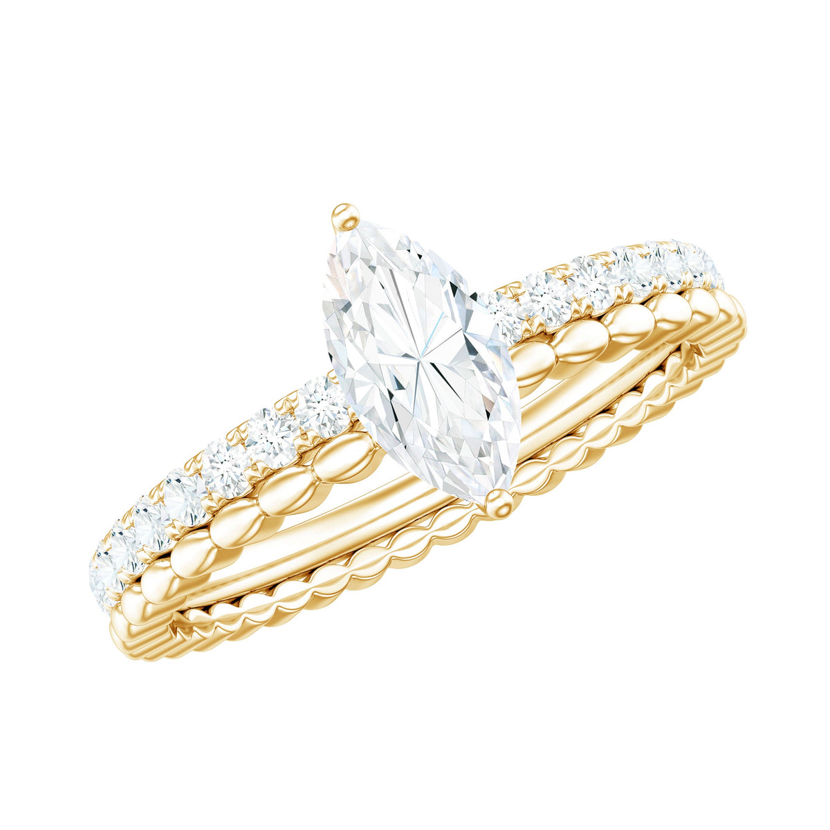 Anillo de compromiso solitario de moissanita con corte marquesa