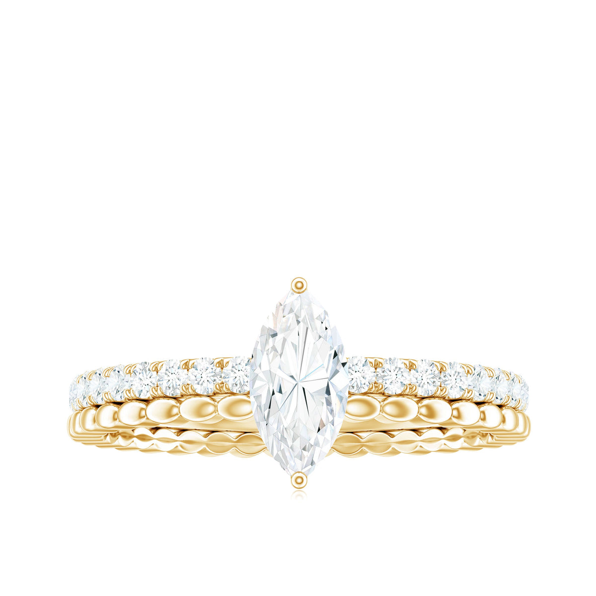 Anillo de compromiso solitario de moissanita con corte marquesa