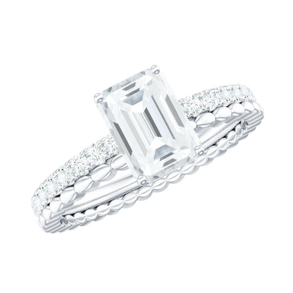 Anillo de compromiso solitario de moissanita con corte esmeralda de 1,8 quilates certificado