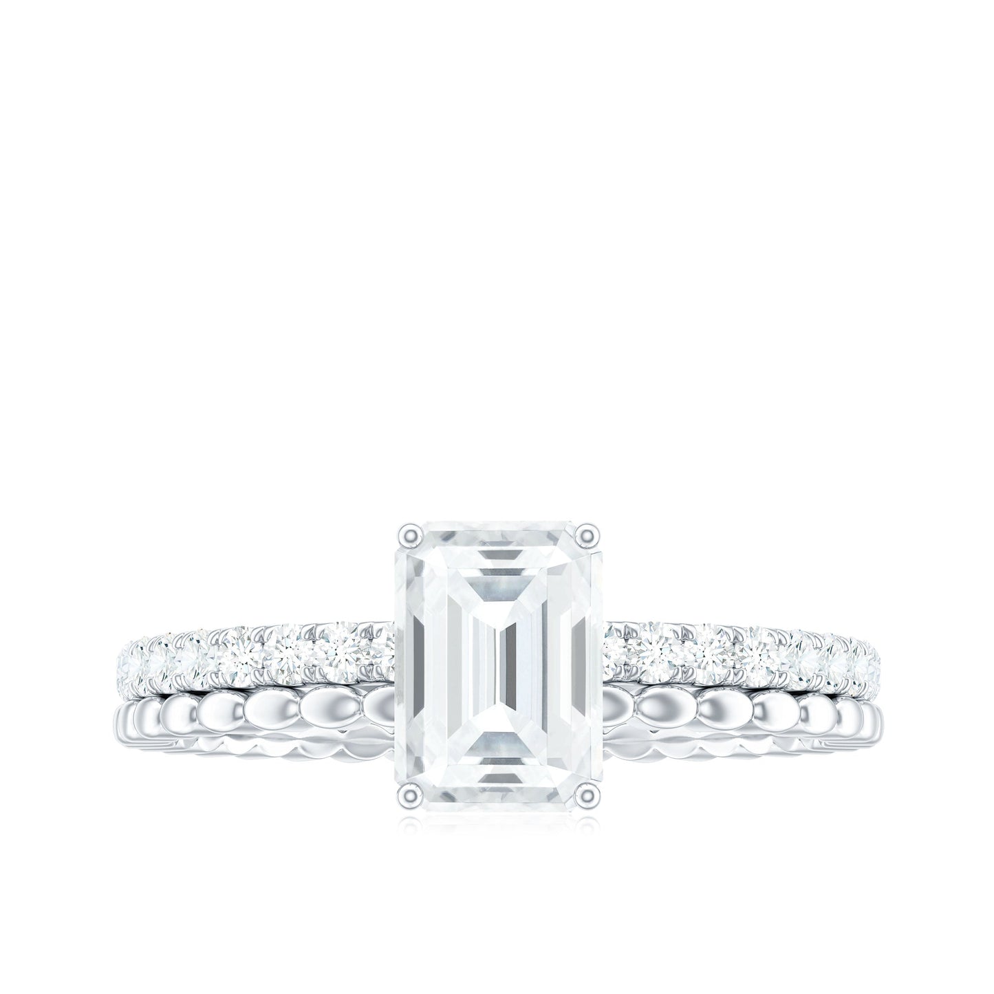 Anillo de compromiso solitario de moissanita con corte esmeralda de 1,8 quilates certificado