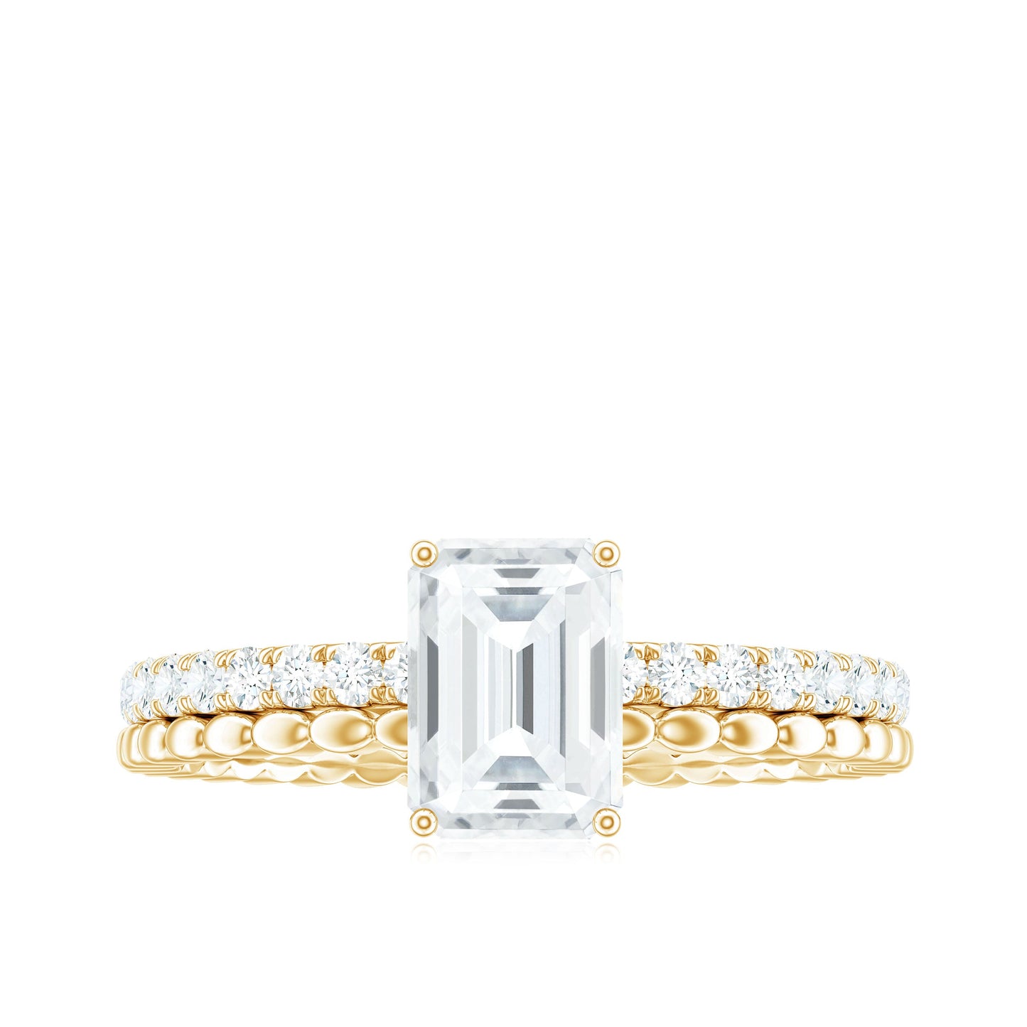 Anillo de compromiso solitario de moissanita con corte esmeralda de 1,8 quilates certificado