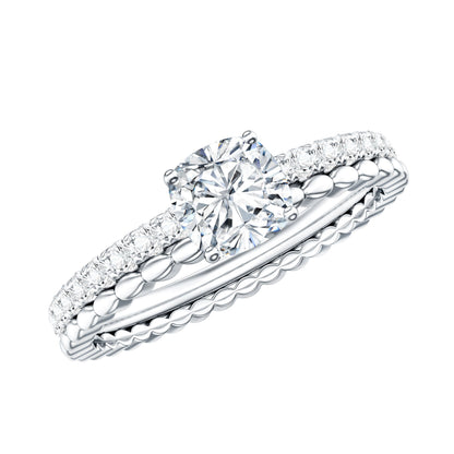 1.7 Carat Certified Cushion Cut Moissanite Solitaire Engagement Ring
