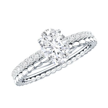 Anillo de compromiso oblongo de moissanita solitario de 0,9 quilates