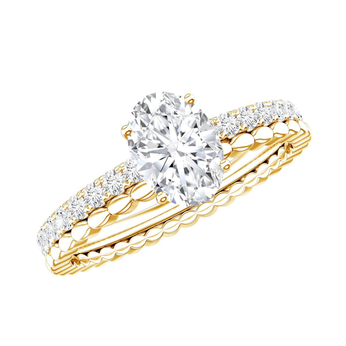 Anillo de compromiso oblongo de moissanita solitario de 0,9 quilates