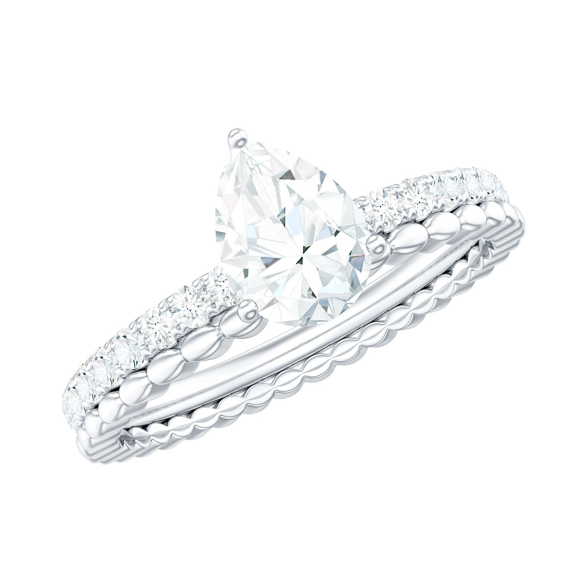 Anillo de compromiso solitario de moissanita con corte de pera de 0,7 quilates