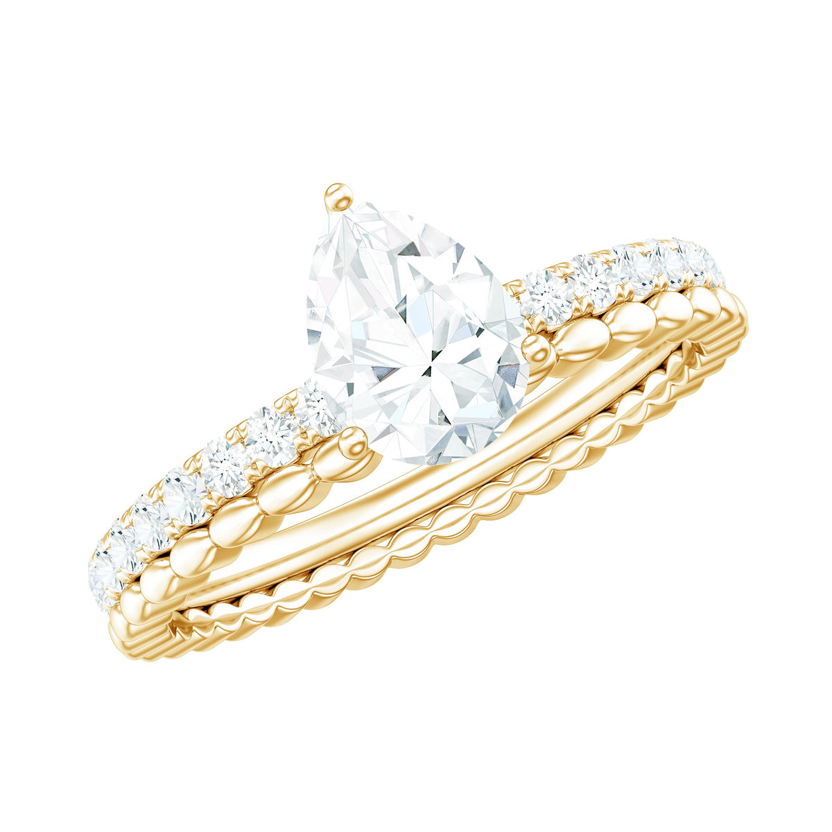 Anillo de compromiso solitario de moissanita con corte de pera de 0,7 quilates