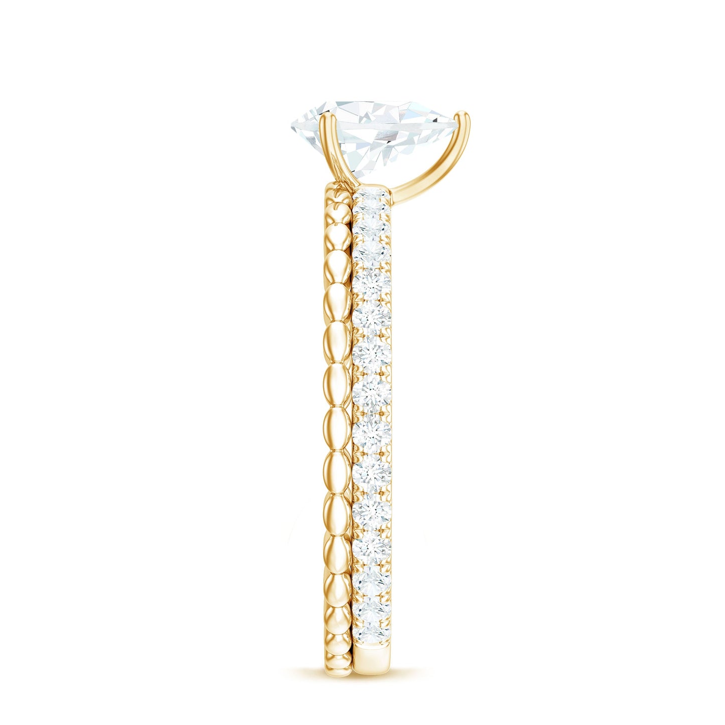 Anillo de compromiso solitario de moissanita con corte de pera de 0,7 quilates
