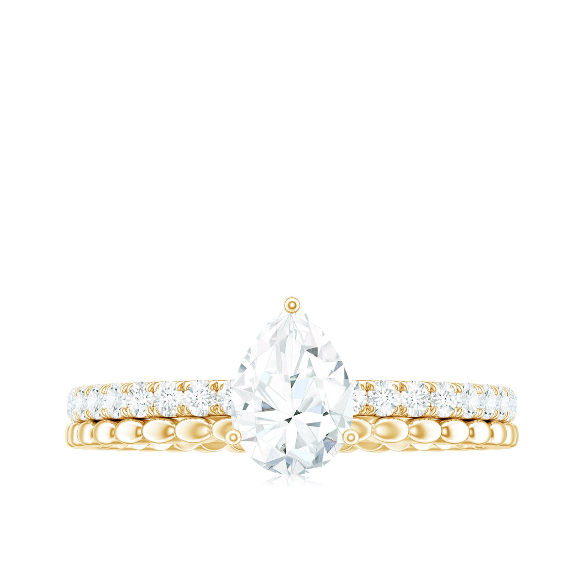 Anillo de compromiso solitario de moissanita con corte de pera de 0,7 quilates