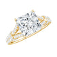 Anillo de compromiso solitario de moissanita de 3 quilates talla princesa con brazo dividido