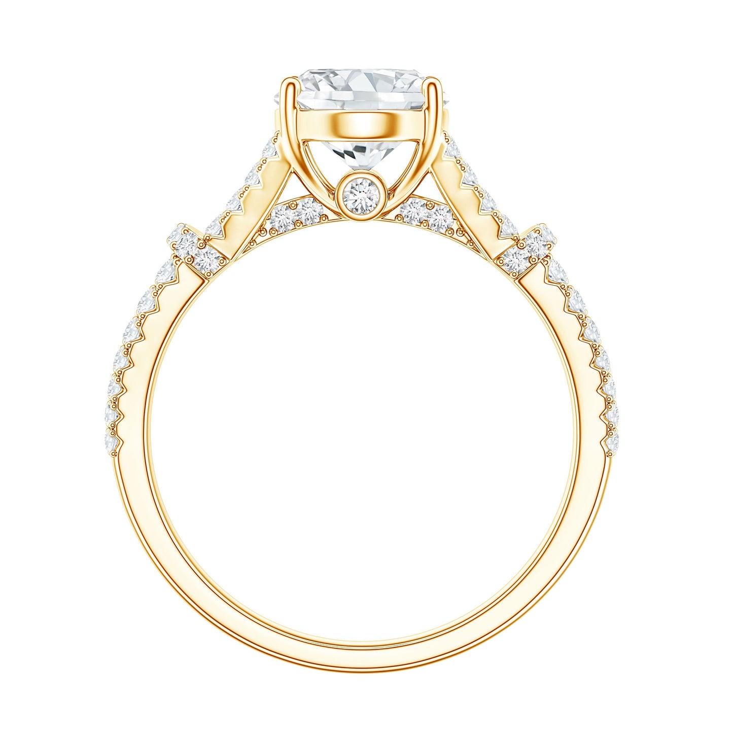 Anillo de compromiso llamativo de moissanita con corte ovalado de 2 quilates y brazo dividido