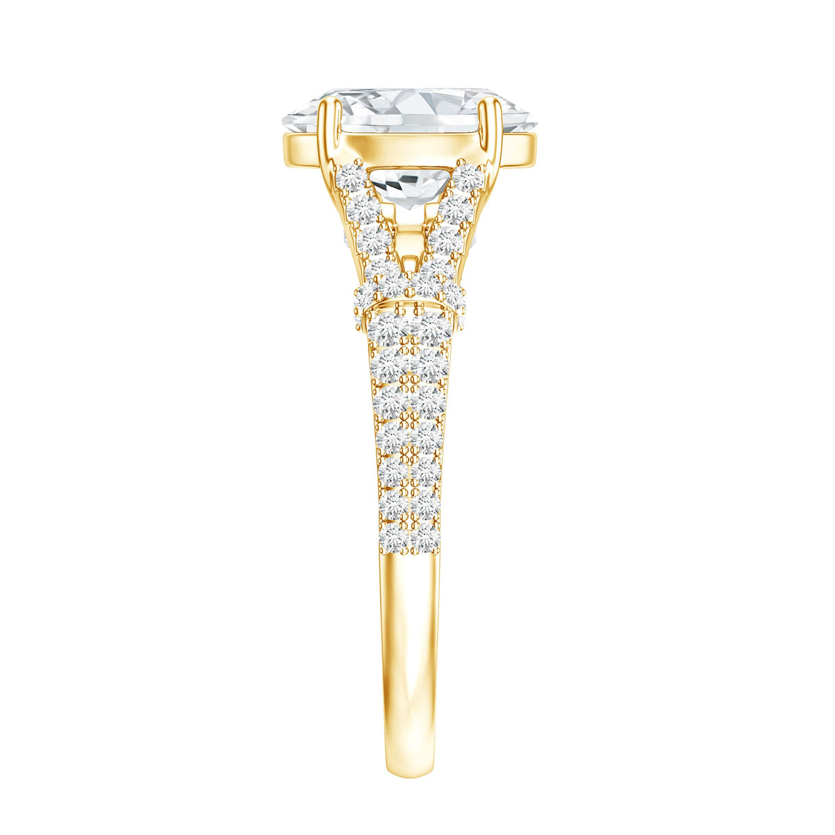 Anillo de compromiso llamativo de moissanita con corte ovalado de 2 quilates y brazo dividido