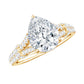 Pear Shaped Moissanite Solitaire Engagement Ring in Split Shank
