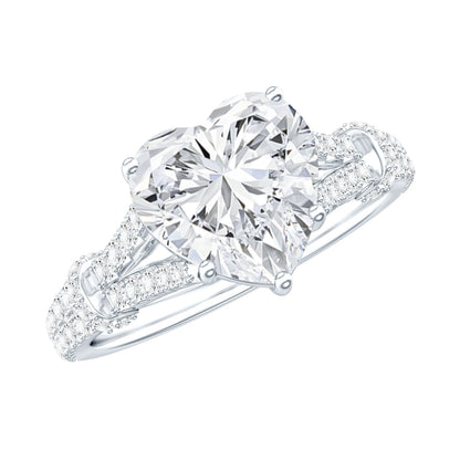 Heart Shape Moissanite Solitaire Engagement Ring in Split Shank