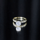 Anillo de compromiso solitario de moissanita talla redonda con piedras laterales