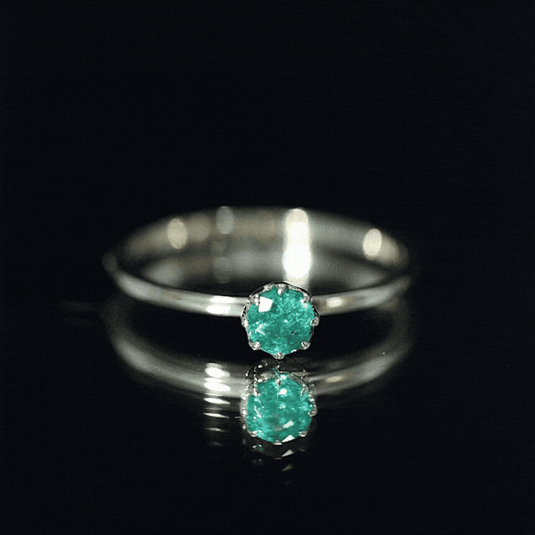 Natural Solitaire Emerald Promise Ring in Lotus Basket Setting