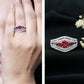 Designer Lab Created Ruby 3 Stone Engagement Ring With Moissanite