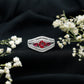 Designer Lab Created Ruby 3 Stone Engagement Ring With Moissanite