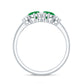 Natural Pear Shape Emerald Toi Et Moi Engagement Ring with Diamond