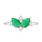Natural Pear Shape Emerald Toi Et Moi Engagement Ring with Diamond