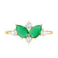 Natural Pear Shape Emerald Toi Et Moi Engagement Ring with Diamond