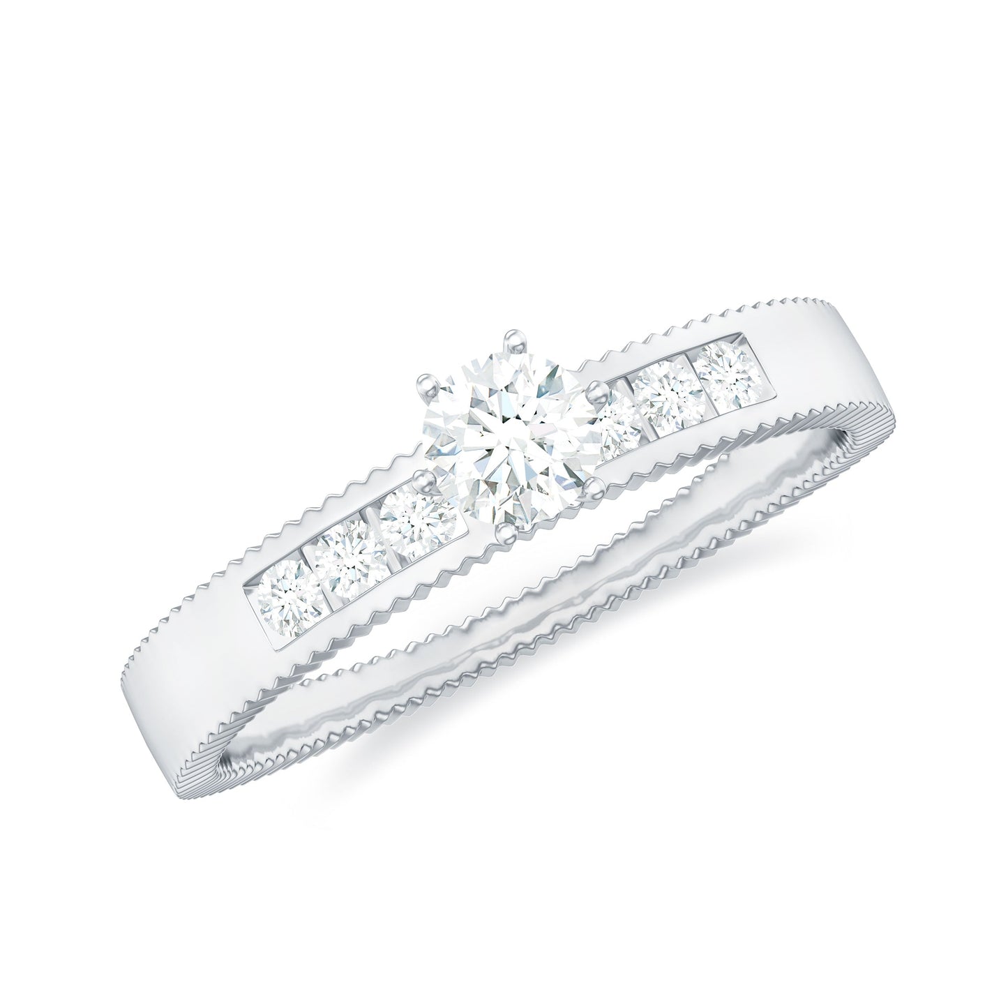 Anillo de compromiso solitario de diamante natural para mujer