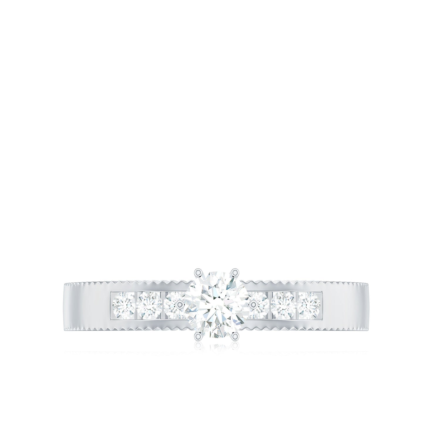 Anillo de compromiso solitario de diamante natural para mujer