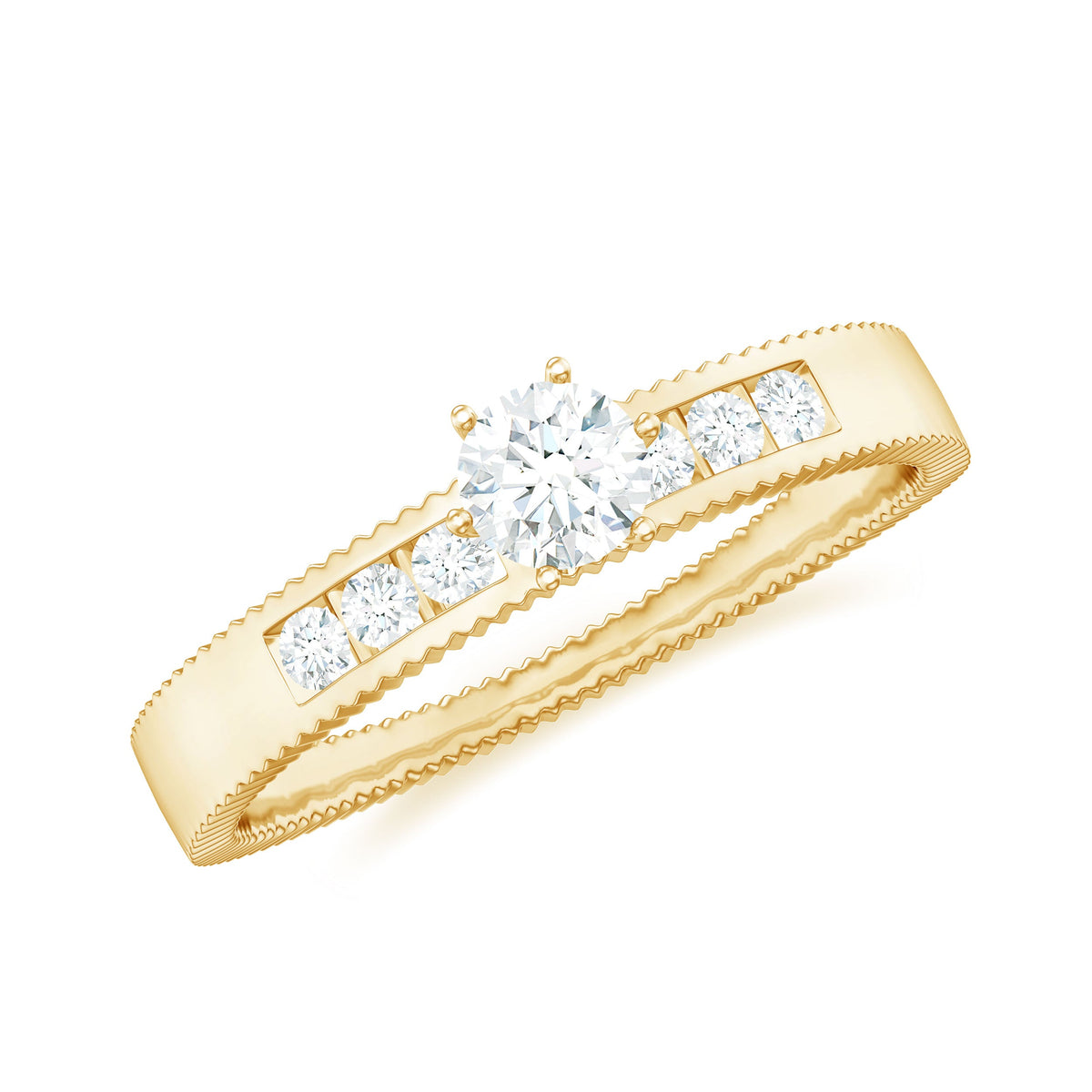 Anillo de compromiso solitario de diamante natural para mujer
