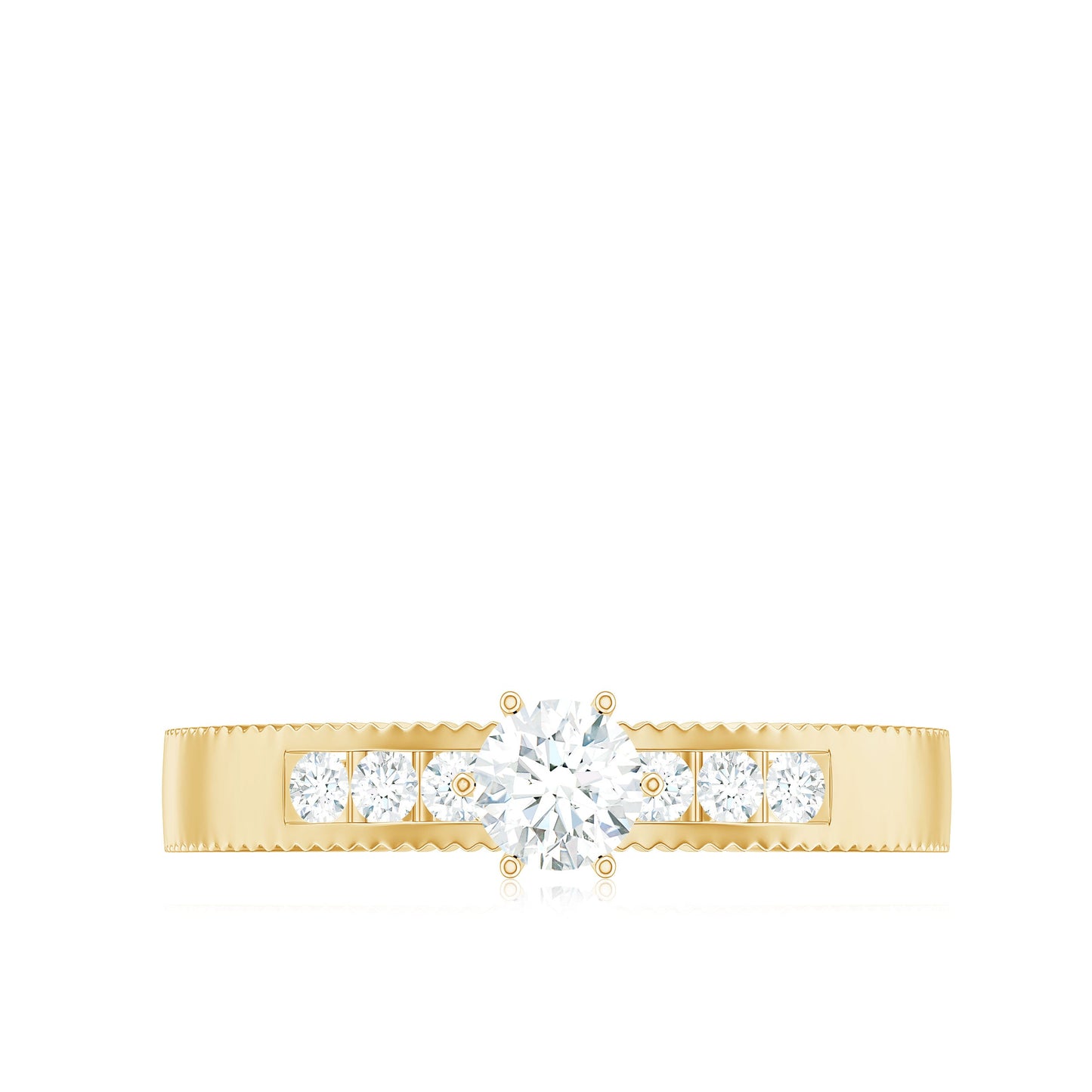 Anillo de compromiso solitario de diamante natural para mujer
