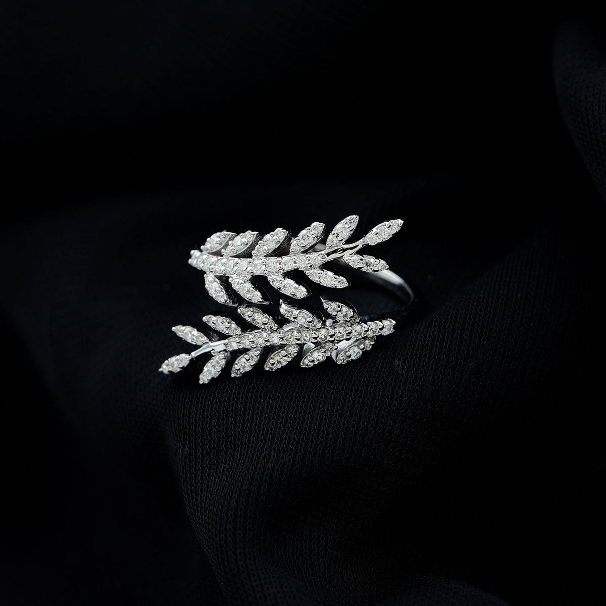 Certified Moissanite Leaf Wrap Ring for Women
