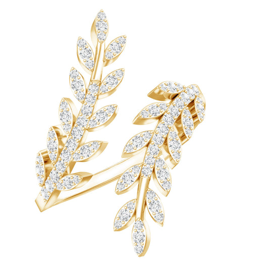 Anillo envolvente de hoja de moissanita certificada para mujer