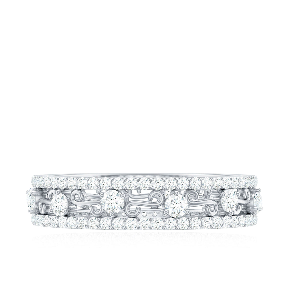 Certified Moissanite Wedding Band
