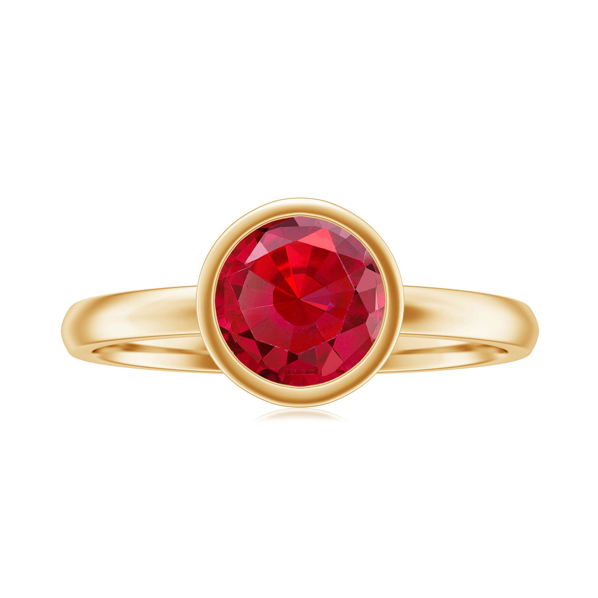 Bezel Set 2.3 Carat Lab Created Ruby Solitaire Engagement Ring