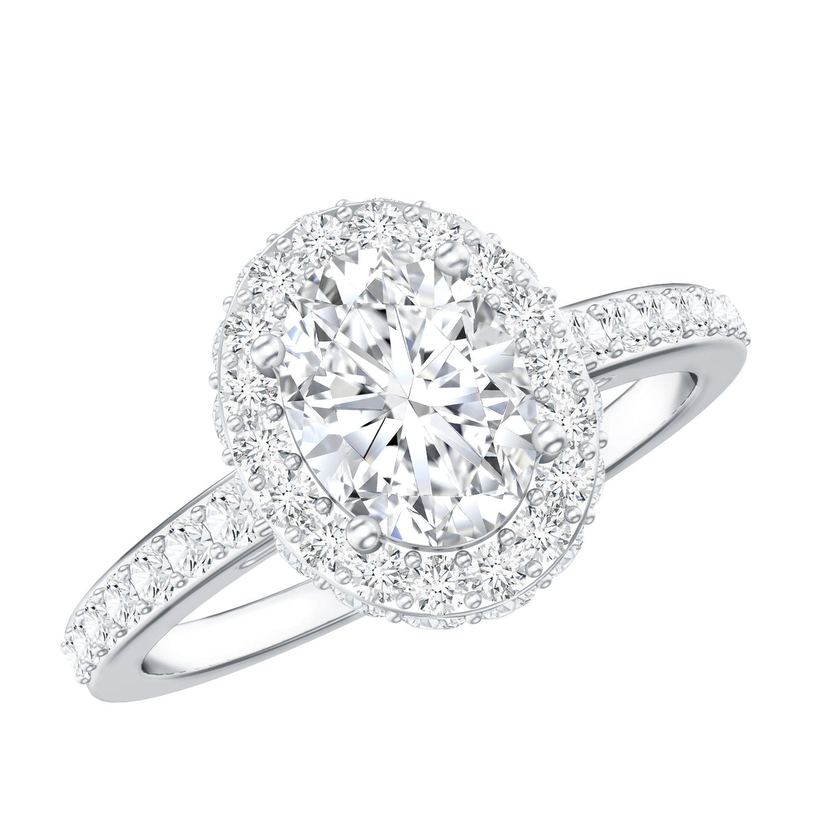 Brilliant Cut Moissanite Classic Engagement Ring with Halo