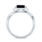 Certified 2 Carat Black Onyx Crossover Engagement Ring with Moissanite Halo