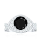 Certified 2 Carat Black Onyx Crossover Engagement Ring with Moissanite Halo