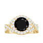 Certified 2 Carat Black Onyx Crossover Engagement Ring with Moissanite Halo