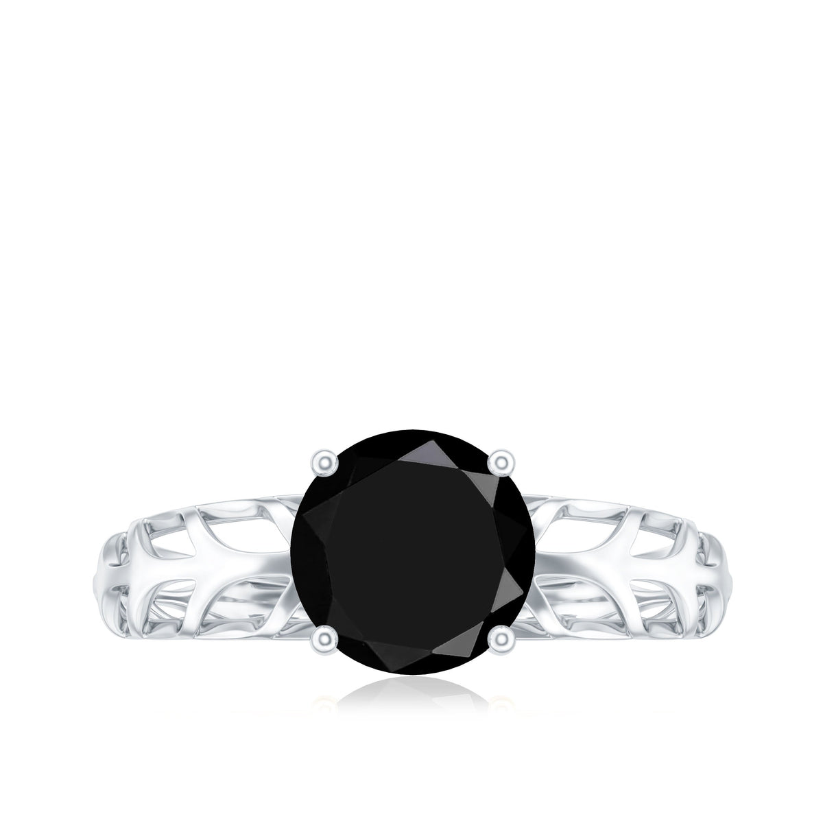 Natural 2.6 Carat Black Spinel Solitaire Engagement Ring for Women