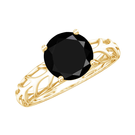 Anillo de compromiso solitario de espinela negra natural de 2,6 quilates para mujer