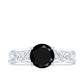 Vintage Style Black Spinel Diamond Engagement Ring with Celtic Knot