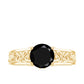 Vintage Style Black Spinel Diamond Engagement Ring with Celtic Knot