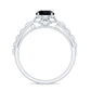 Art Deco Inspired Black Spinel Solitaire Engagement Ring with Diamond