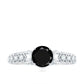 Art Deco Inspired Black Spinel Solitaire Engagement Ring with Diamond