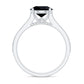 Natural Black Spinel Solitaire Engagement Ring with Diamond Side Stones