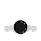 Natural Black Spinel Solitaire Engagement Ring with Diamond Side Stones