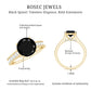 Natural Black Spinel Solitaire Engagement Ring with Diamond Side Stones