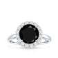 Natural 2.6 Carat Black Spinel Engagement Ring with Diamond Halo