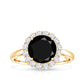 Natural 2.6 Carat Black Spinel Engagement Ring with Diamond Halo
