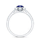 Certified 0.6 Carat Lab Grown Blue Sapphire Diamond Engagement Ring with Halo