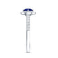 Certified 0.6 Carat Lab Grown Blue Sapphire Diamond Engagement Ring with Halo